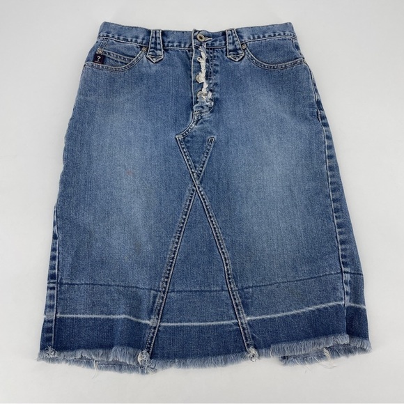 Vintage GUESS WOMENS BLUE COTTON DENIM JEAN SKIRT SIZE 27 - Picture 1 of 6